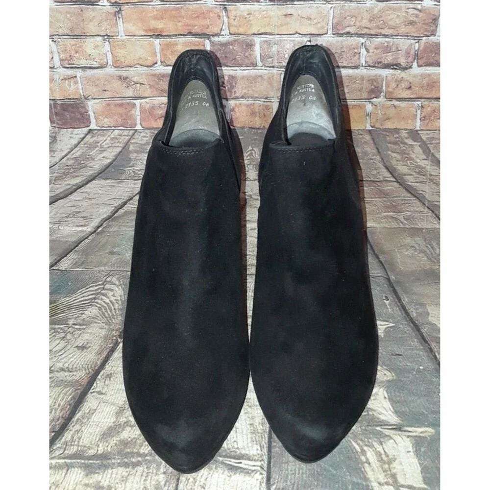 Paul Green Black Suede Ankle Platform Lug Sole Booties boots 8.5 elastic side